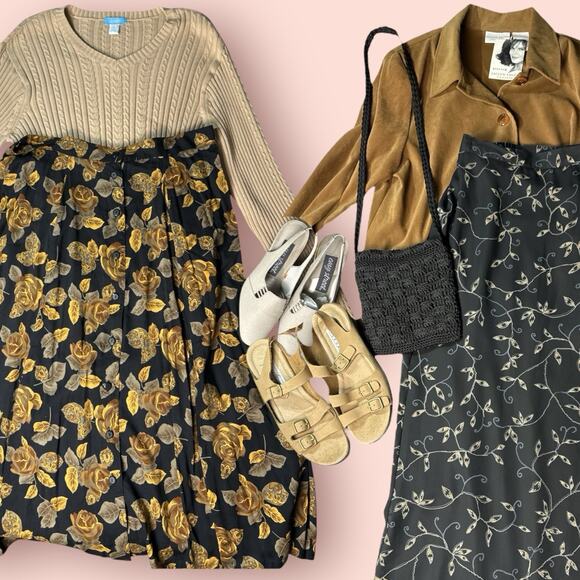 American Vintage Dresses & Skirts - Vtg Women’s Cottagecore Fairy Grunge Lot Bundle Clothing L/XL 24 Pc Skirt Dress